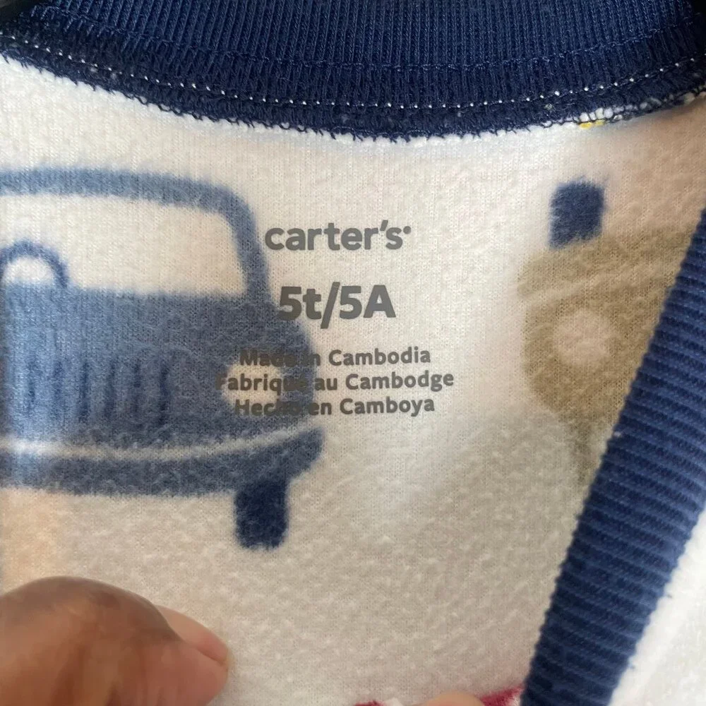 Carter’s 5T Fleece Footed Pajamas Cars Print Sleeper